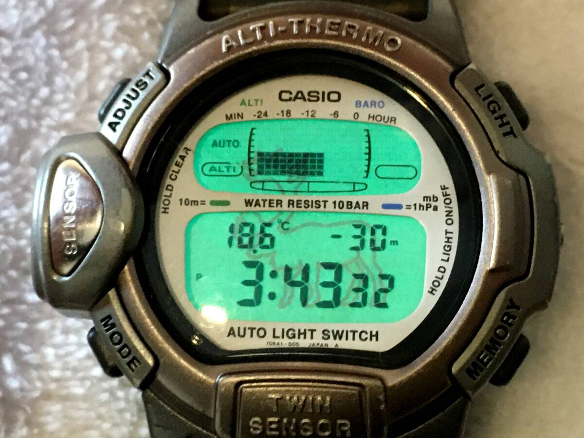 CASIO PROTREK Ley PRL-20 WWF カリブー 迷彩 稼動 中古 気温 登山 アウトドア デジタル 腕時計 プロトレック パンダ 小型 限定 コラボ_画像10