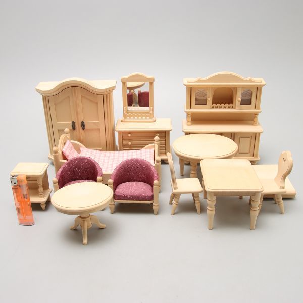 PE892. 美品 ドールハウス木製家具 天然木 無垢材 カップボード 椅子