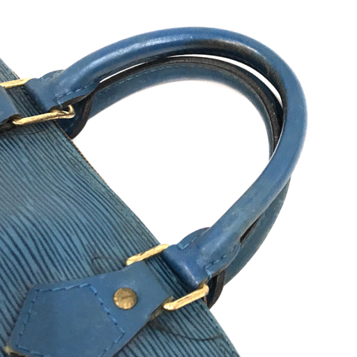 1円 ルイヴィトン M52145 エピ アルマ ハンドバッグ 鞄 ファスナー開閉 ブルー系 パドロック付き LOUISVUITTON_画像7