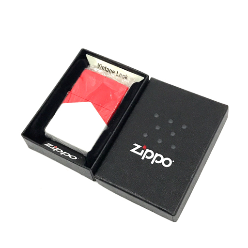 ジッポー×マルボロ オイルライター 喫煙具 保存箱付き 着火× ホワイト×レッド ZIPPO QX023-13_画像1