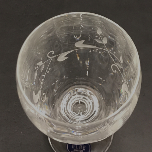 エルベ クリスタルガラス ワイングラス ペアグラス 森のグラス 花柄 食器 保存箱付 ELBECRYSTAL 計2点 セットの画像4