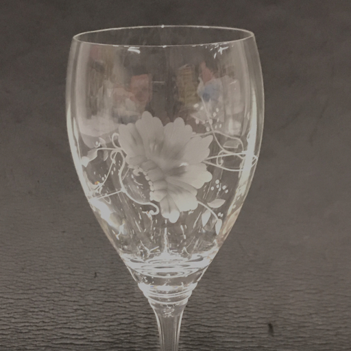エルベ クリスタルガラス ワイングラス ペアグラス 森のグラス 花柄 食器 保存箱付 ELBECRYSTAL 計2点 セットの画像2