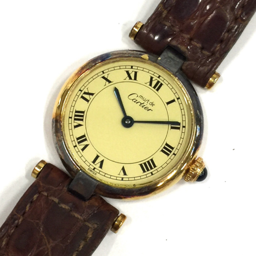 カルティエ マストヴァンドーム ヴェルメイユ 925 クォーツ 腕時計 レディース 純正ベルト 未稼働品 Cartier_画像1