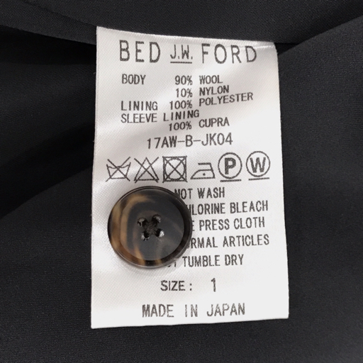 ベッドフォード サイズ 1 長袖 ジャケット ポケット有り ウール 混 メンズ アウター ブラック 黒 BED J.W. FORD_画像6