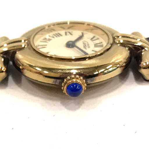 カルティエ マスト コリゼ 925 ヴェルメイユ クォーツ 腕時計 レディース 不動品 純正ベルト 保存袋付き Cartier_画像2