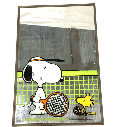 スヌーピー &ウッドストック SNOOPY&WOODSTOCK テニス ミラー 鏡 壁掛け インテリア雑貨 横30cm×縦45cm_画像1