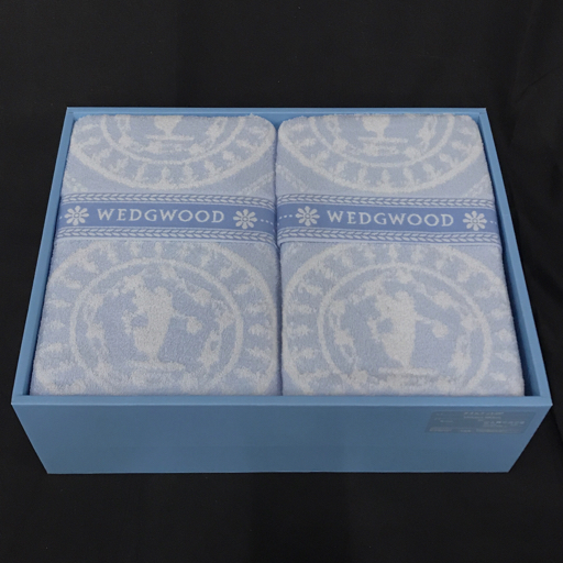 美品 ウェッジウッド WW8601 タオルケット2P 保存箱付き ブルー 未使用品 WEDGWOOD_画像1