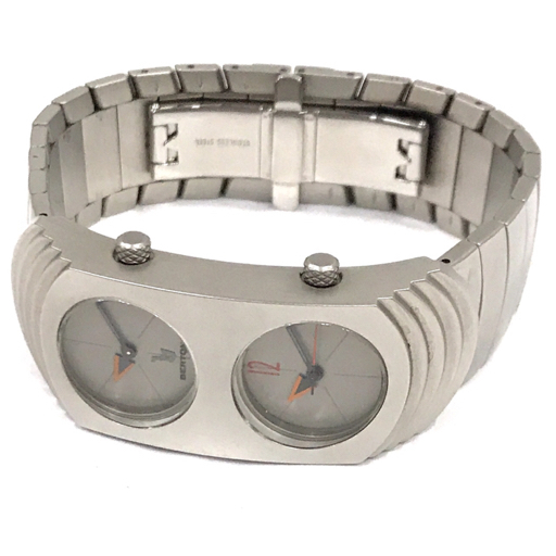 ベルトーネ 腕時計 デュアルタイム オーバル型 シルバーカラー クォーツ メンズ 純正ベルト 稼働 BERTONE_画像4