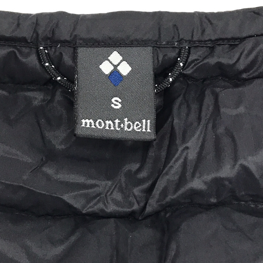 モンベル サイズS ダウンベスト ナイロン フロントボタン ポケット メンズ ブラック アウトドア mont-bell 保存袋付_画像4