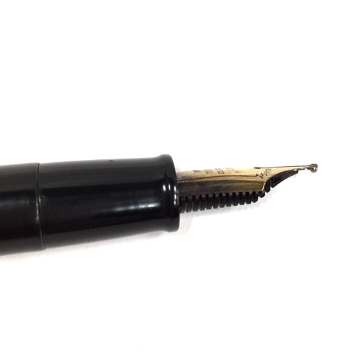 大橋堂 J・S・U 万年筆 ペン先14K カートリッジ式 18Kリング 全長約13.5cm ブラック 黒 筆記用具 付属品有り_画像5