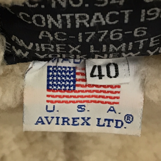 アヴィレックス サイズ 40 長袖 ジップアップ フライトジャケット TYPE B-9 シープスキン メンズ アウター AVIREX_画像7
