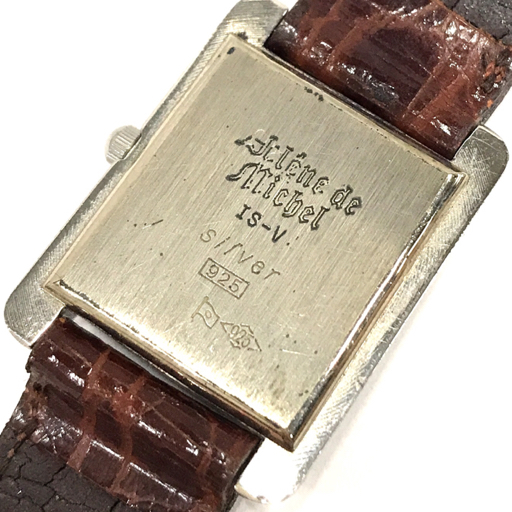 1円 Helene de Michel 腕時計 スクエア ローマン シルバー 925刻印 クォーツ レディース 社外レザーベルトの画像3