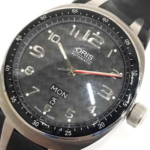 オリス ORIS 7588 自動巻 オートマチック 腕時計 裏スケルトン メンズ 不動 ジャンク品 ラバーバンド 小物_画像1