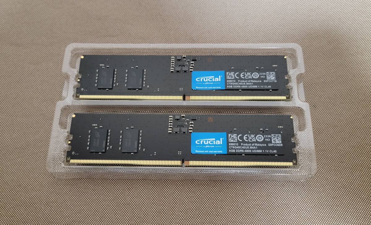 Micron Crucial DDR5 DDR5-4800 デスクトップ用メモリ UDIMM 8GBx2 16GBセット 動作OK_画像1