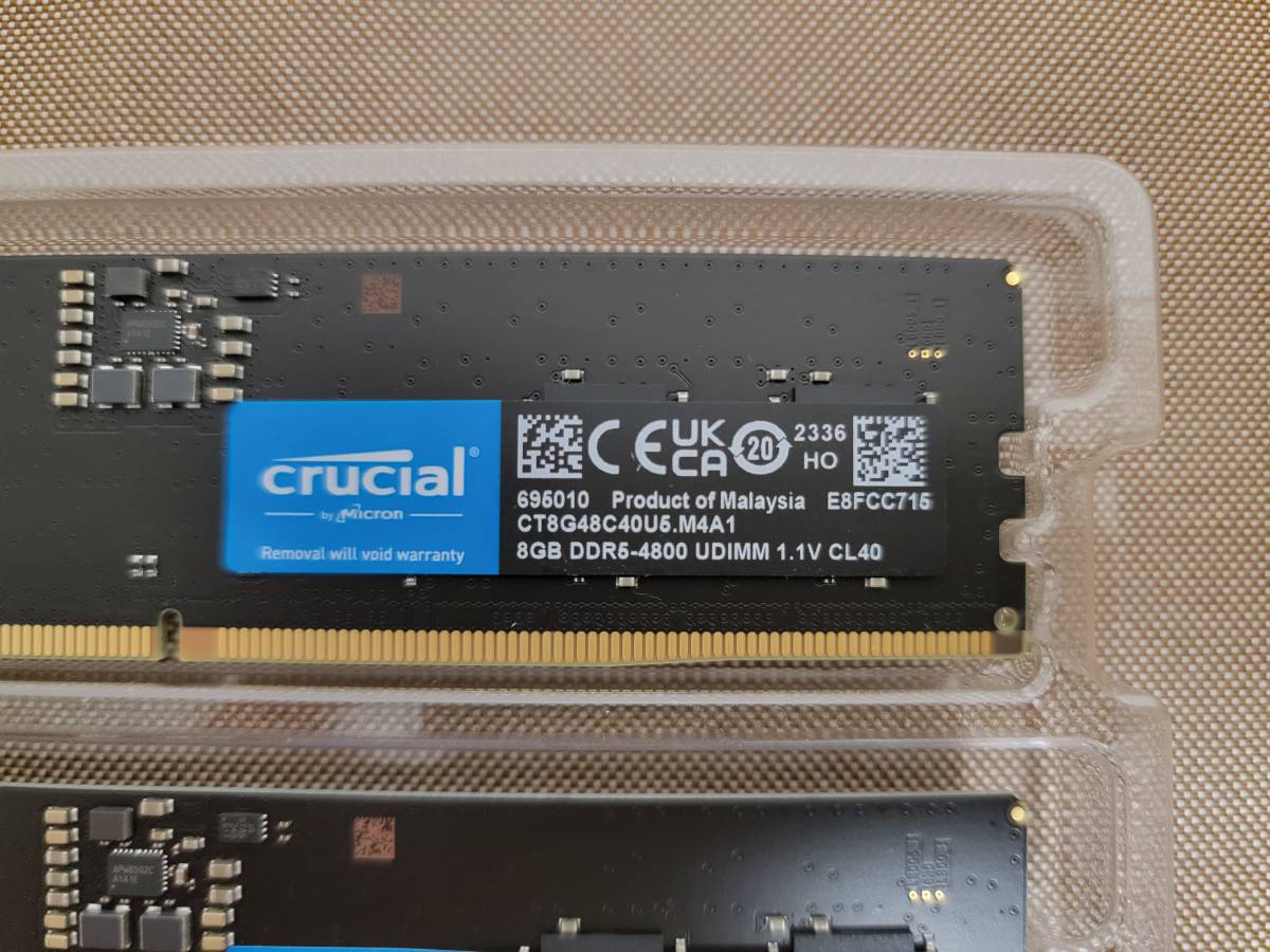 Micron Crucial DDR5 DDR5-4800 デスクトップ用メモリ UDIMM 8GBx2 16GBセット 動作OK_画像3