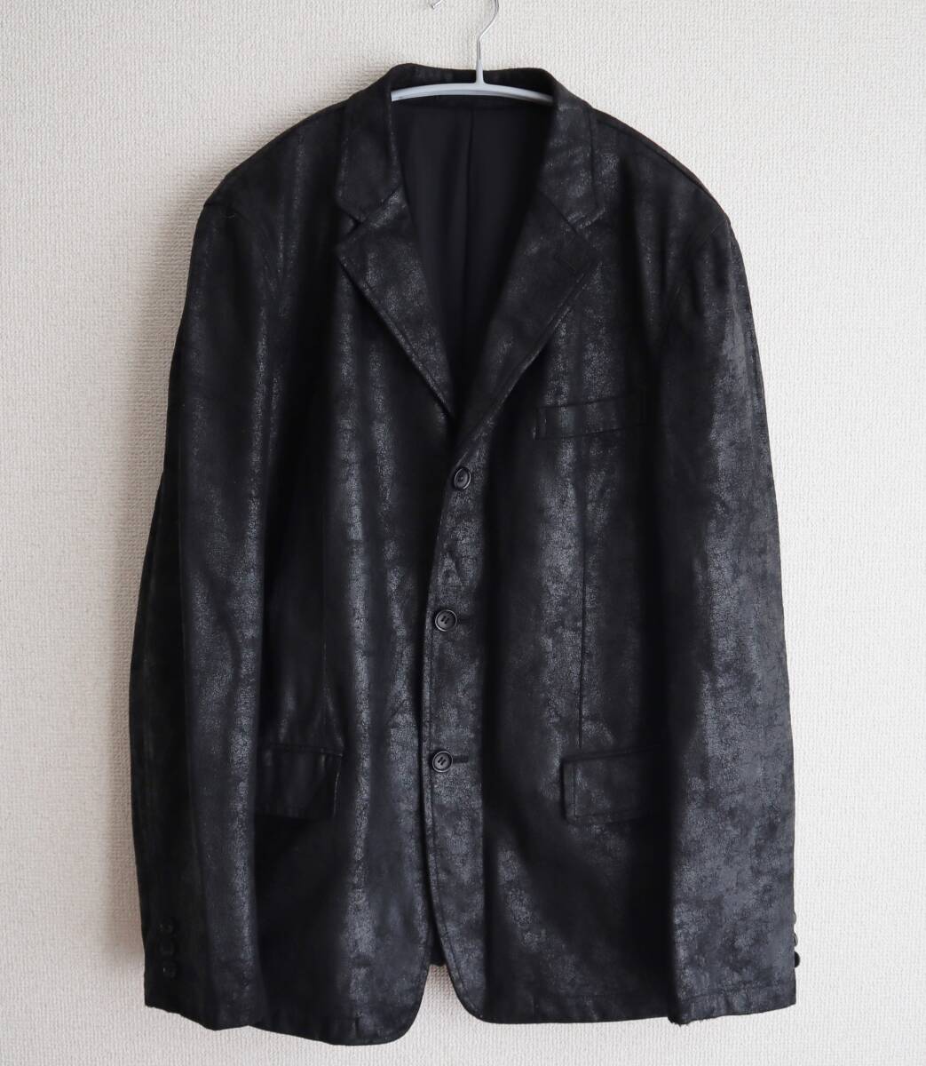 COMME des GARCONS HOMME　樹脂加工 テーラードジャケット ブラック　黒　サイズL