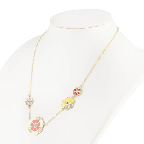 【美品】SWAROVSKI/スワロフスキー Naive Multi ネックレス アクセサリー 花 クリスタルパヴェ 赤 黄色 ピンク [NEW]★62BC48_画像3