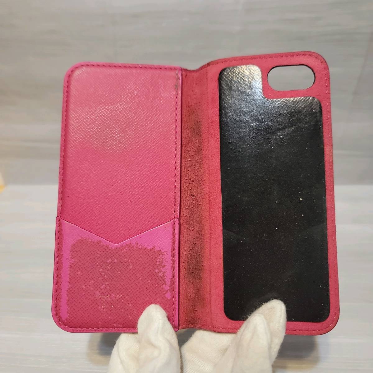 2163 即決 LOUIS VUITTON ルイヴィトン アイフォン iPhone7 iPhone8 SE フォリオ レザー スマホ カバー モノグラム ローズ スマホケース　_画像5