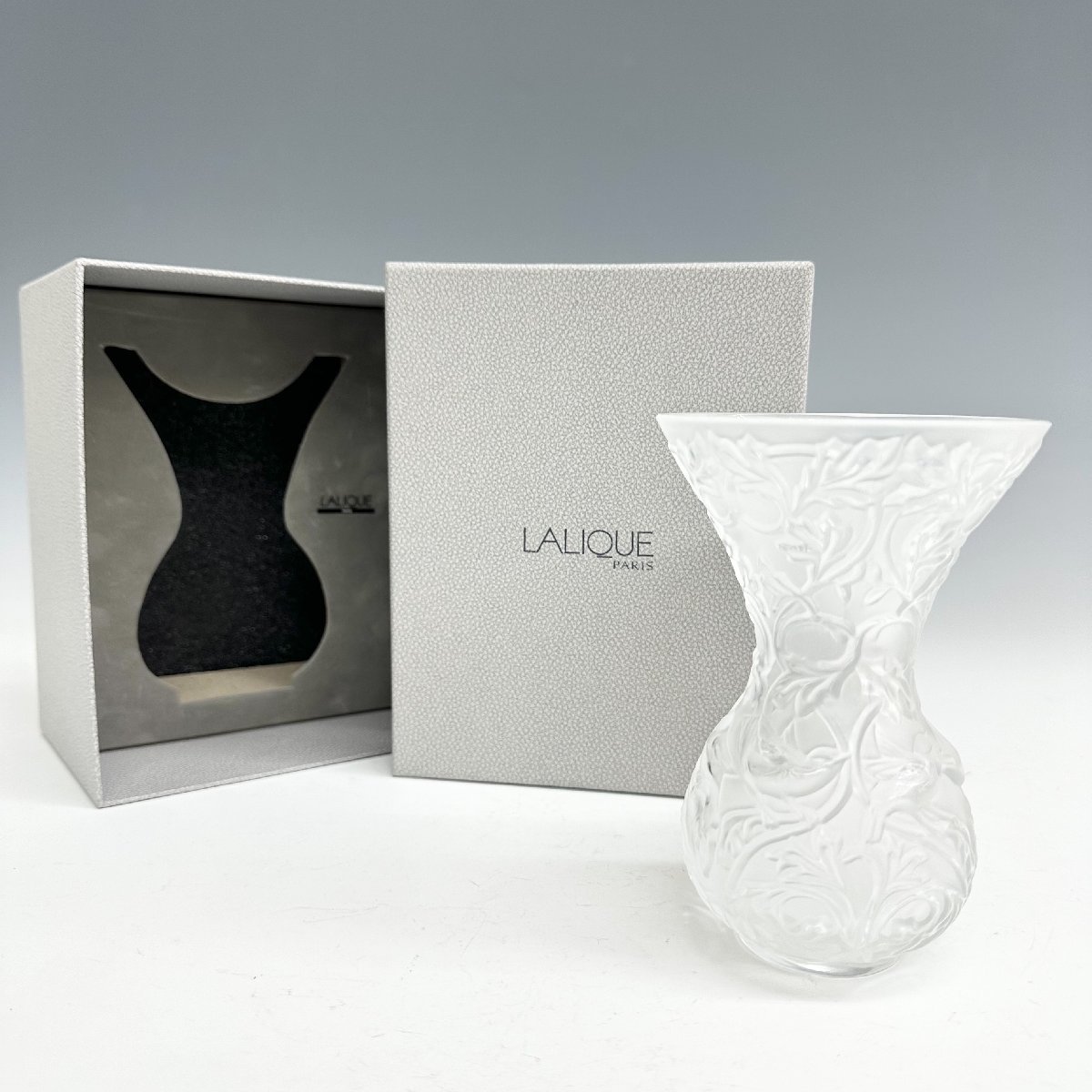 N LALIQUE ラリック クリスタルガラス 花鳥文 フラワーベース 花瓶