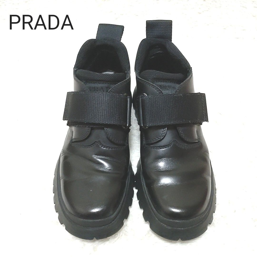 良品】PRADA プラダ ベルクロブーツ チャッカブーツ 革靴 良品】PRADA プラダ ベルクロブーツ チャッカブーツ 革靴