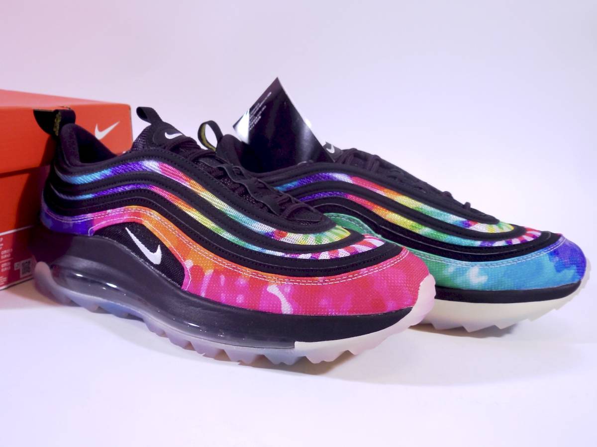 本物/2020年 NIKE GOLF AIR MAX 97 G NGR GOLF 超希少Tie-Dye Alternate/RAINBOW US9.5/27.5cm 新品 supreme jordan1 dunk retro og sb 95_正規店購入の確実な本物です