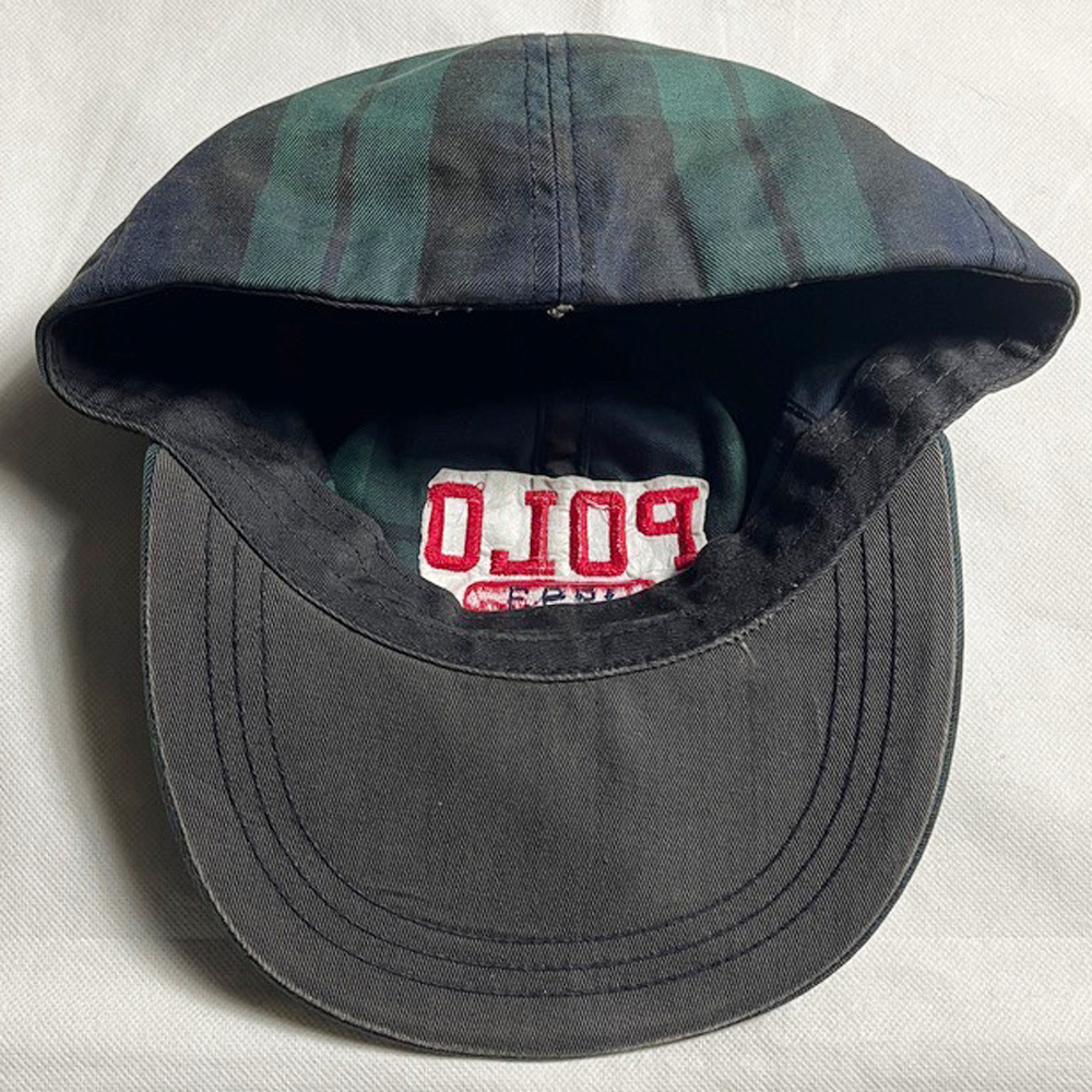 超激レア! 90's ポロラルフローレン ロングビル キャップ 帽子 1993 XL 60CM POLO RALPH LAUREN LONG BILL CAP ブラックウォッチ SPORT 着の画像5