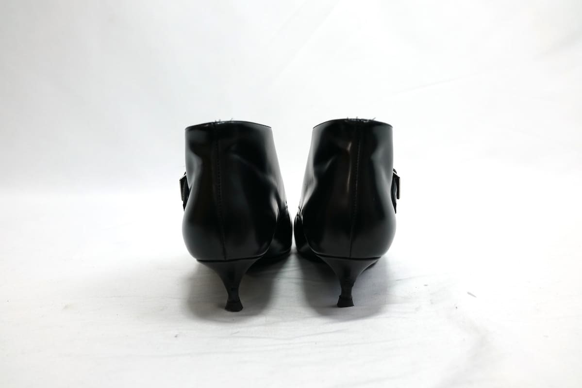CHRISTIAN DIOR クリスチャンディオール Swing Black Leather Buckle Kitten Heel Ankle Boot ブラック レザー ブーツ 36.5サイズ (23.5cm)_画像3