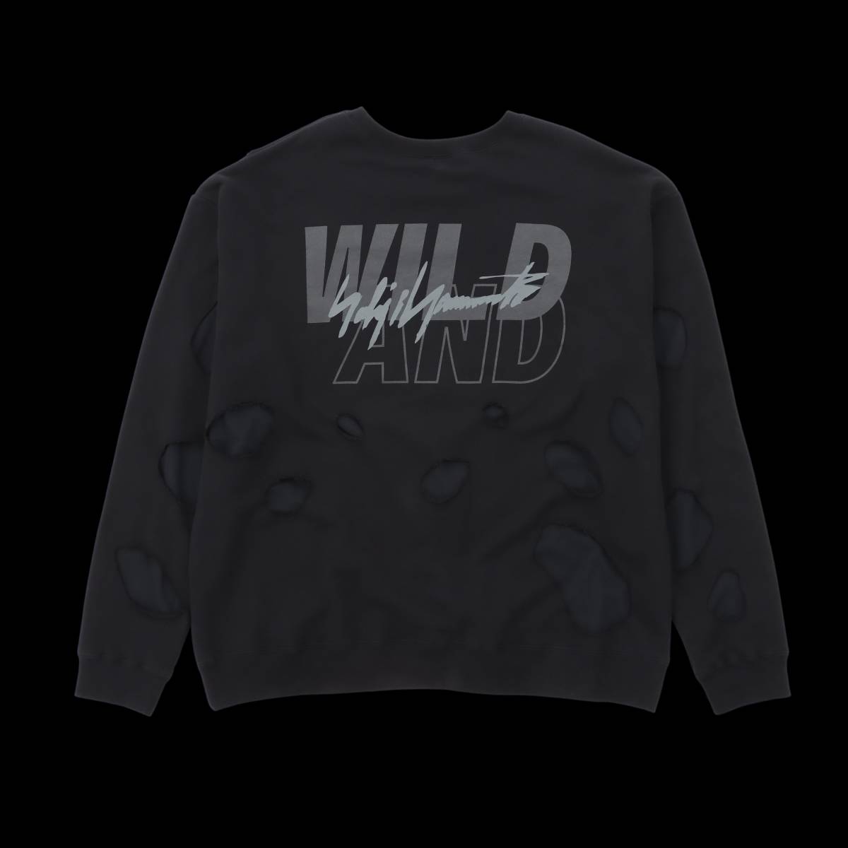 新品 WILDSIDE YOHJI YAMAMOTO WIND AND SEA ヨウジヤマモト ウィンダンシー WS-22WSSW-01 ダメージ スウェットトップス BLACK サイズ2_画像2