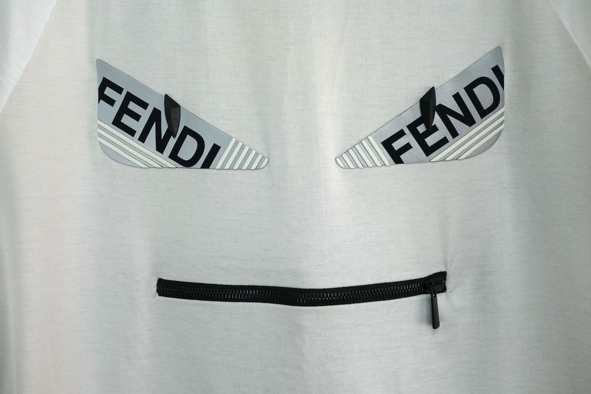 FENDI フェンディ モンスター ラグランTシャツ グレー ホワイト Mサイズ コットン100%の画像2