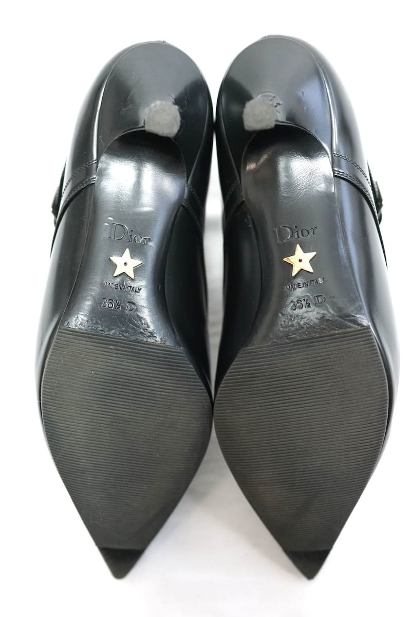 CHRISTIAN DIOR クリスチャンディオール Swing Black Leather Buckle Kitten Heel Ankle Boot ブラック レザー ブーツ 36.5サイズ (23.5cm)_画像8