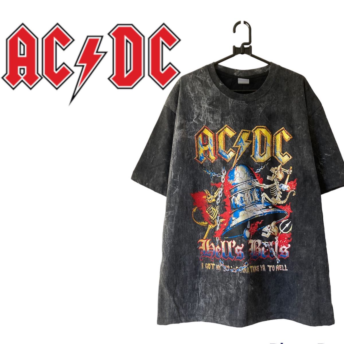 AC/DC バンドTシャツ ヴィンテージブリーチ加工　ロックアメカジ　acdc