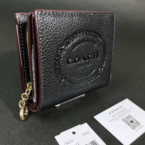 【COACH 本物 新品 コーチUSAアウトレット正規品】スナップ ウォレット コーチ ヘリテージ 二つ折り 財布 CM216 ブラック レディース_画像3