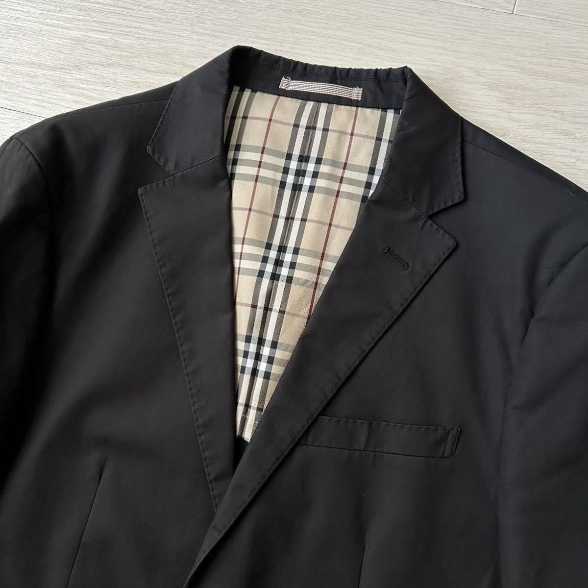 美品 バーバリーブラックレーベル ノバチェック 刻印ボタン ストレッチ テーラード ジャケット M 黒 BURBERRY BLACK LABEL ブレザー_画像5