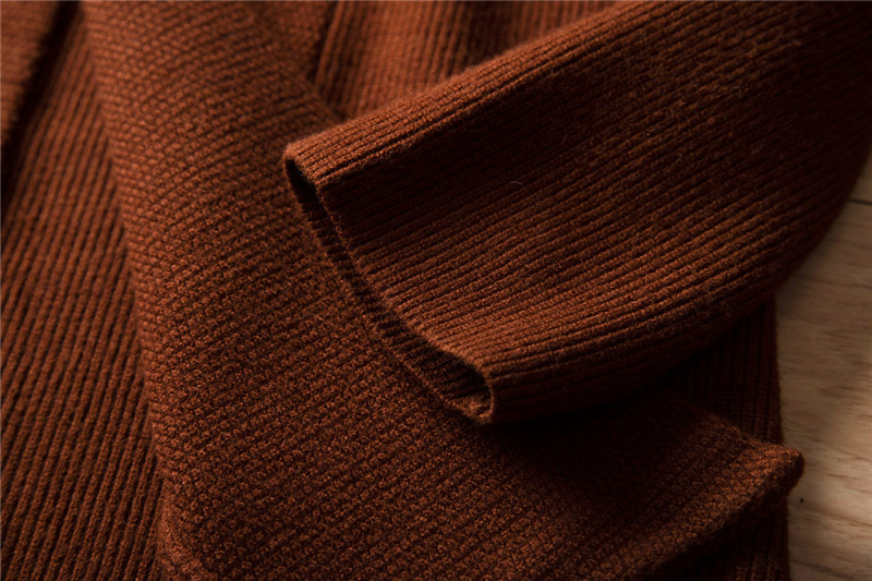 D9370-M新品DCKMANY■ウール混 ニットカーディガン メンズ 厚手 ニットセーター 高品質 ニットジャケット アウター 秋冬/ブラウン_画像5
