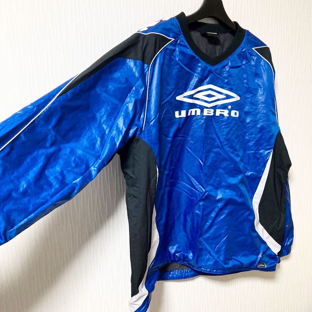 UMBRO アンブロ CLIMATE CONTROL ピステ ヤッケ ウィンドブレーカー Lサイズ 黒 青 サッカー フットサル 厚手_画像3