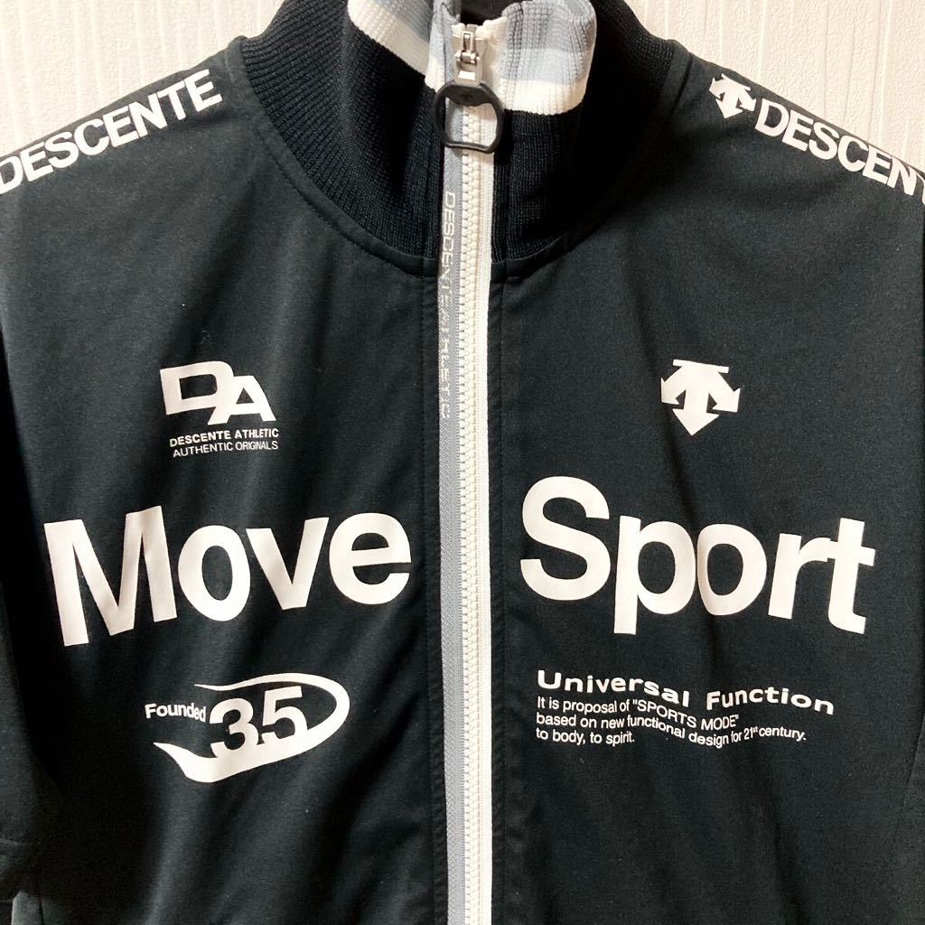 DESCENTE デサント MOVE SPORT ムーブスポーツ ジャージ ジップアップ 半袖 Mサイズ 黒 白の画像2