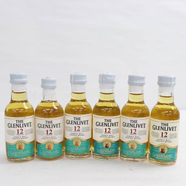 【6本セット】GLENLIVET（グレンリベット）12年 ダブルオーク ミニチュアボトル 40％ 50ml U24B120014_画像1