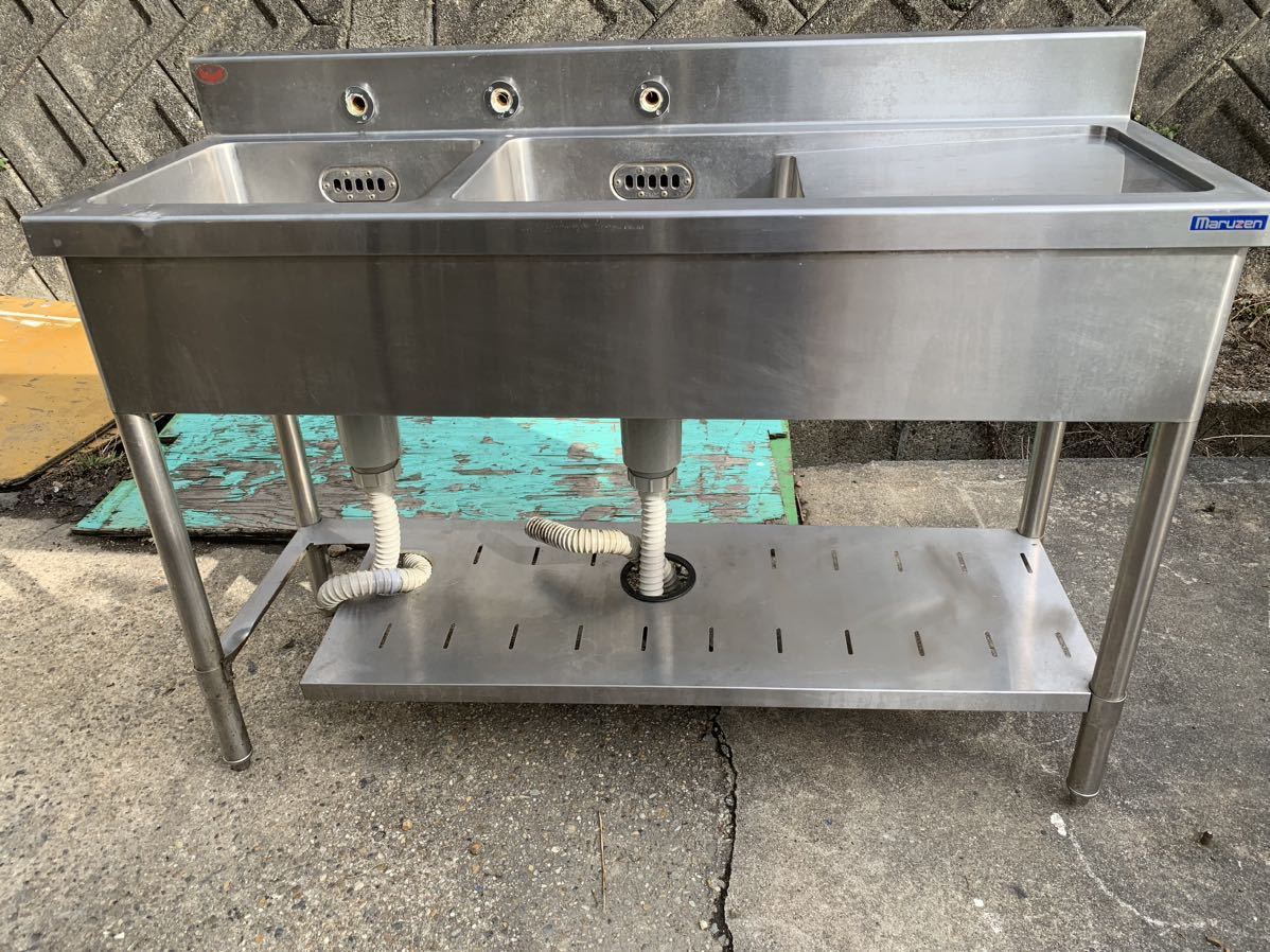 業務用 マルゼン ステンレス 2層シンク 厨房機器 約1200×450×800 業務用 マルゼン ステンレス 2層シンク 厨房機器 約1200×450×800