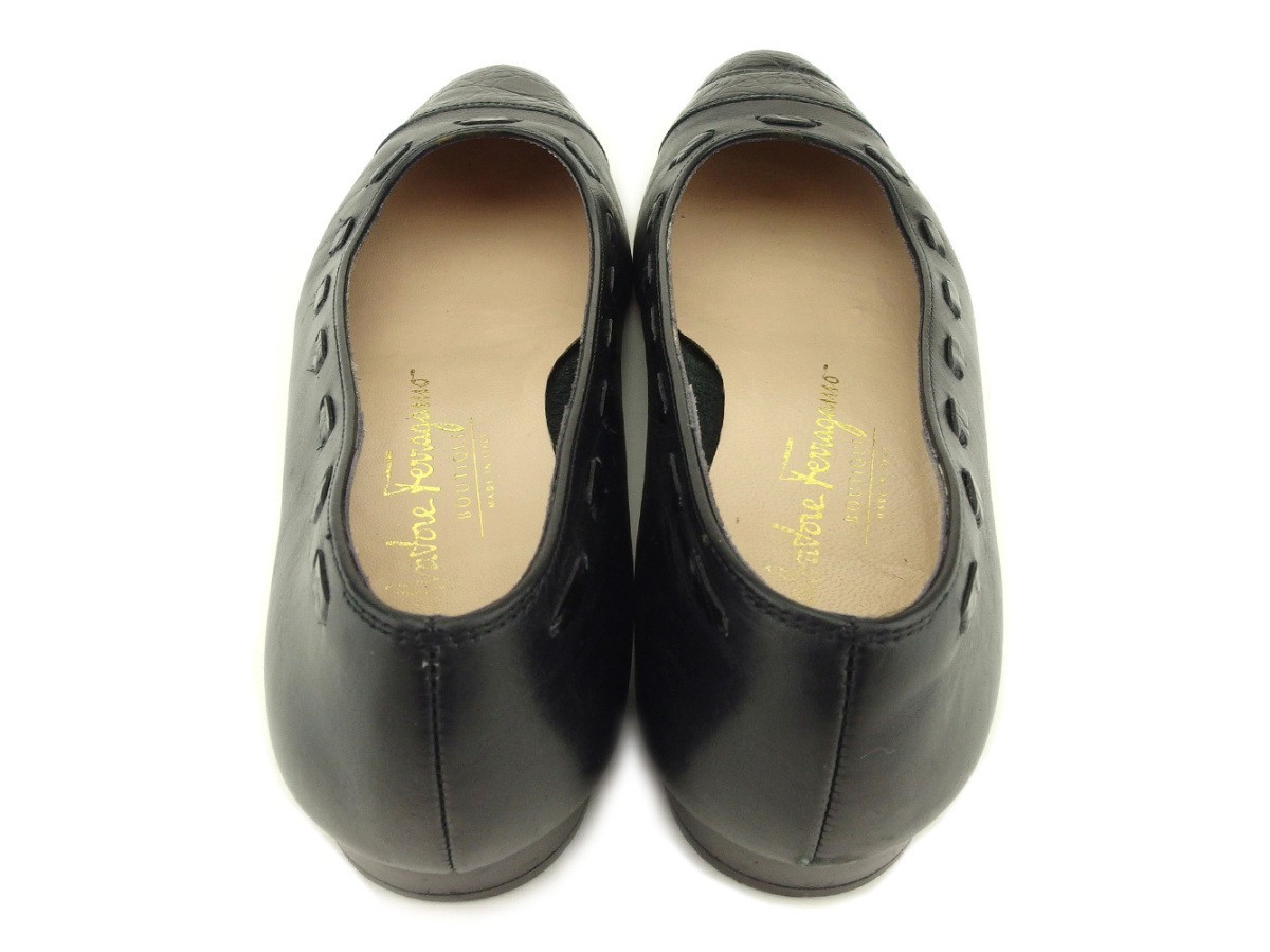 サルヴァトーレ フェラガモ パンプス シューズ 靴 レディース #5 クロコダイル型押し ブラック 中古_画像4