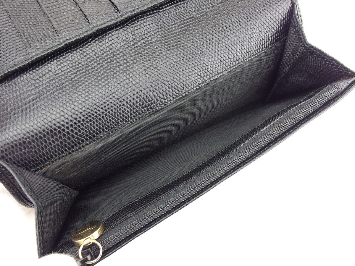  Salvatore Ferragamo long wallet fastener attaching long wallet lady's vala metal fittings black used 