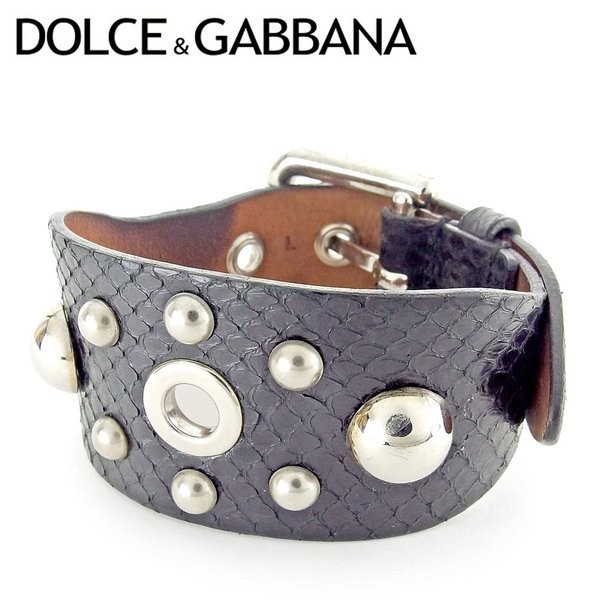 Dolce &amp; Gabbana Braslet Accessessesies Ladies Dolgaba Python Type Press Press Black Silver Используется