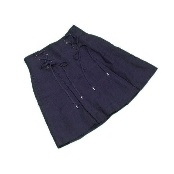  Ralph Lauren skirt Flare Mini lady's #0 size 150 68A race up navy used 
