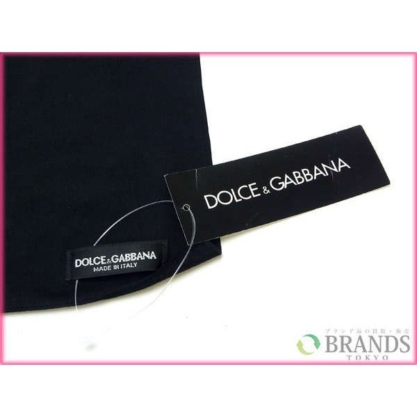  Dolce & Gabbana muffler lady's rhinestone Logo black used 