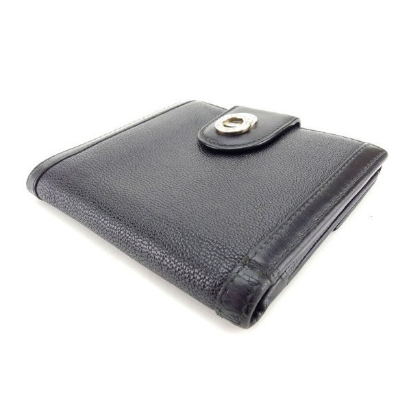 ブルガリ Wホック財布 二つ折り コンパクトサイズ レディース ブラック×シルバー 中古_画像3