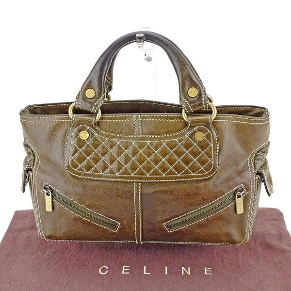  Celine tote bag tote bag handbag lady's boogie bag khaki × gold group used 