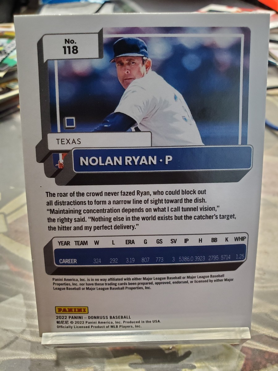 Nolan ryan panini donruss baseball 2022 ノーラン・ライアン ベースカード　レンジャーズ　_画像2