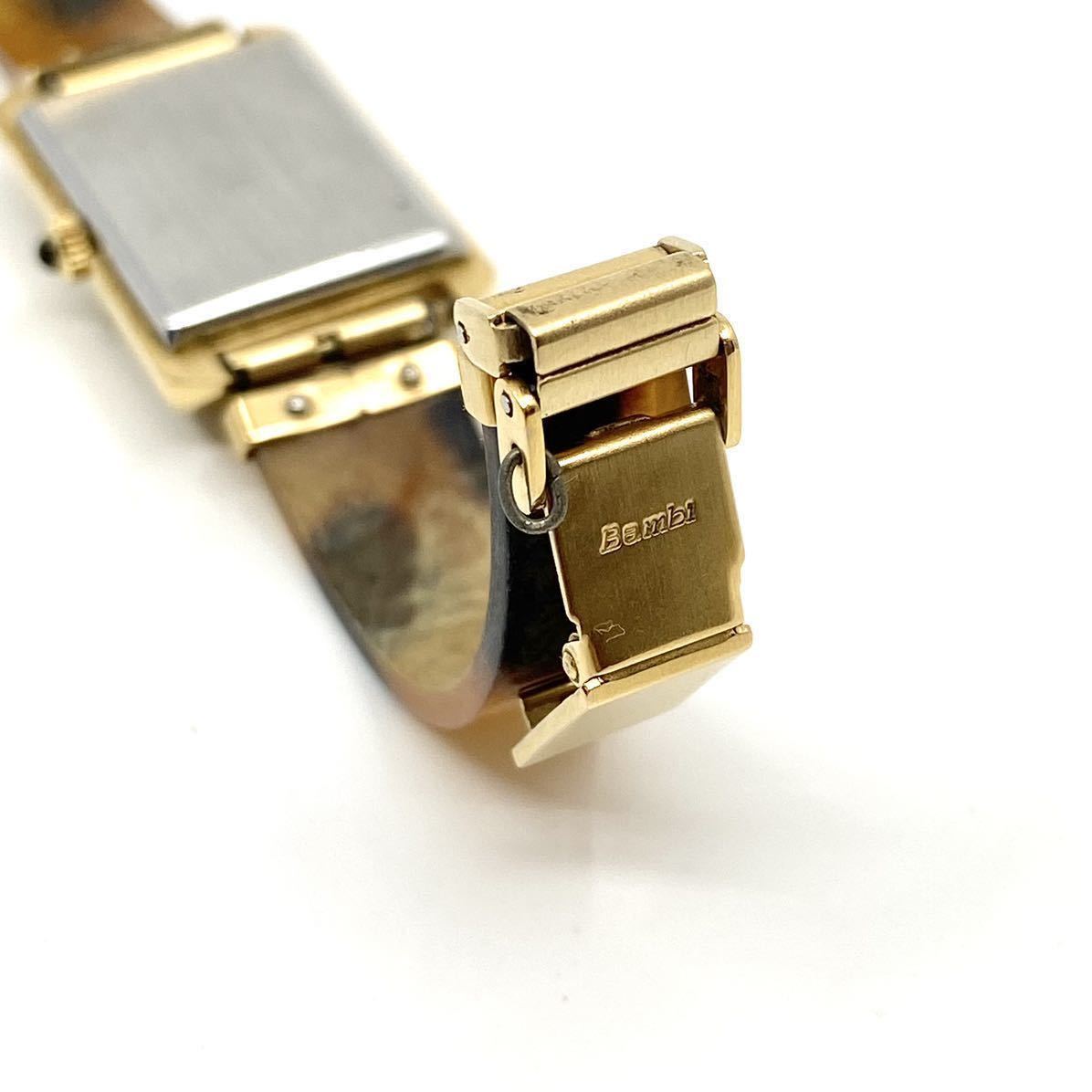 TISSOT 腕時計 手巻き式 ブレスウォッチ バングル カットガラス バーインデックス 2針 ゴールド 金 ティソ 鼈甲風 べっ甲風 Y352_画像7