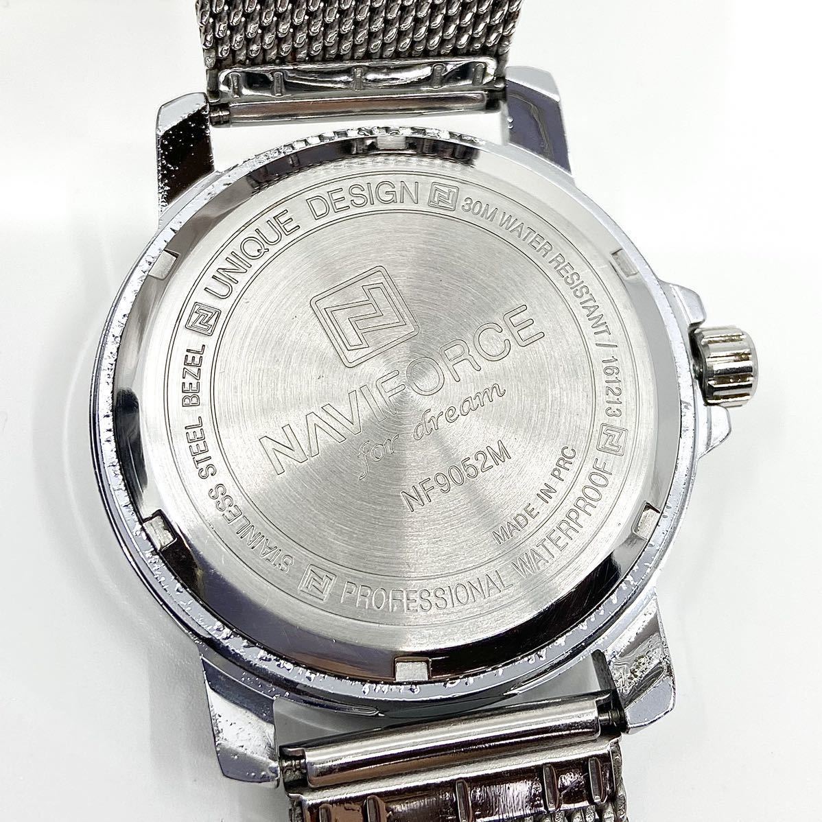 NAVIFORCE 腕時計 デイト ラウンド ローマン 3針 クォーツ quartz シルバー 銀 ナビフォース Y485の画像9