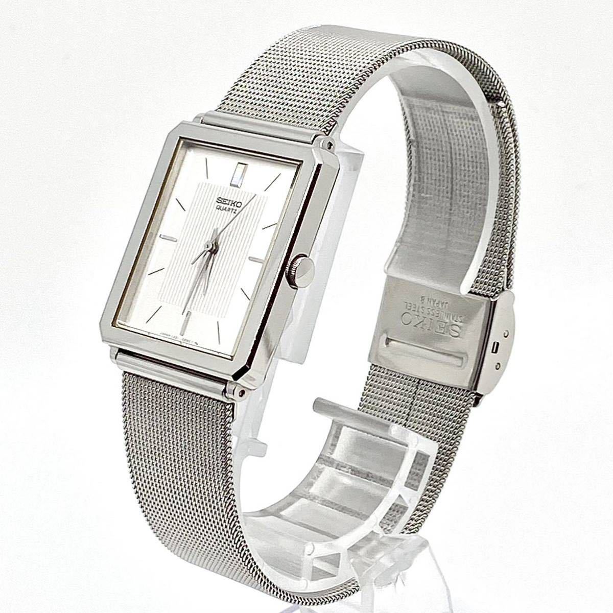 SEIKO 腕時計 バーインデックス スクエア 3針 クォーツ quartz シルバー 銀 セイコー Y479_画像2
