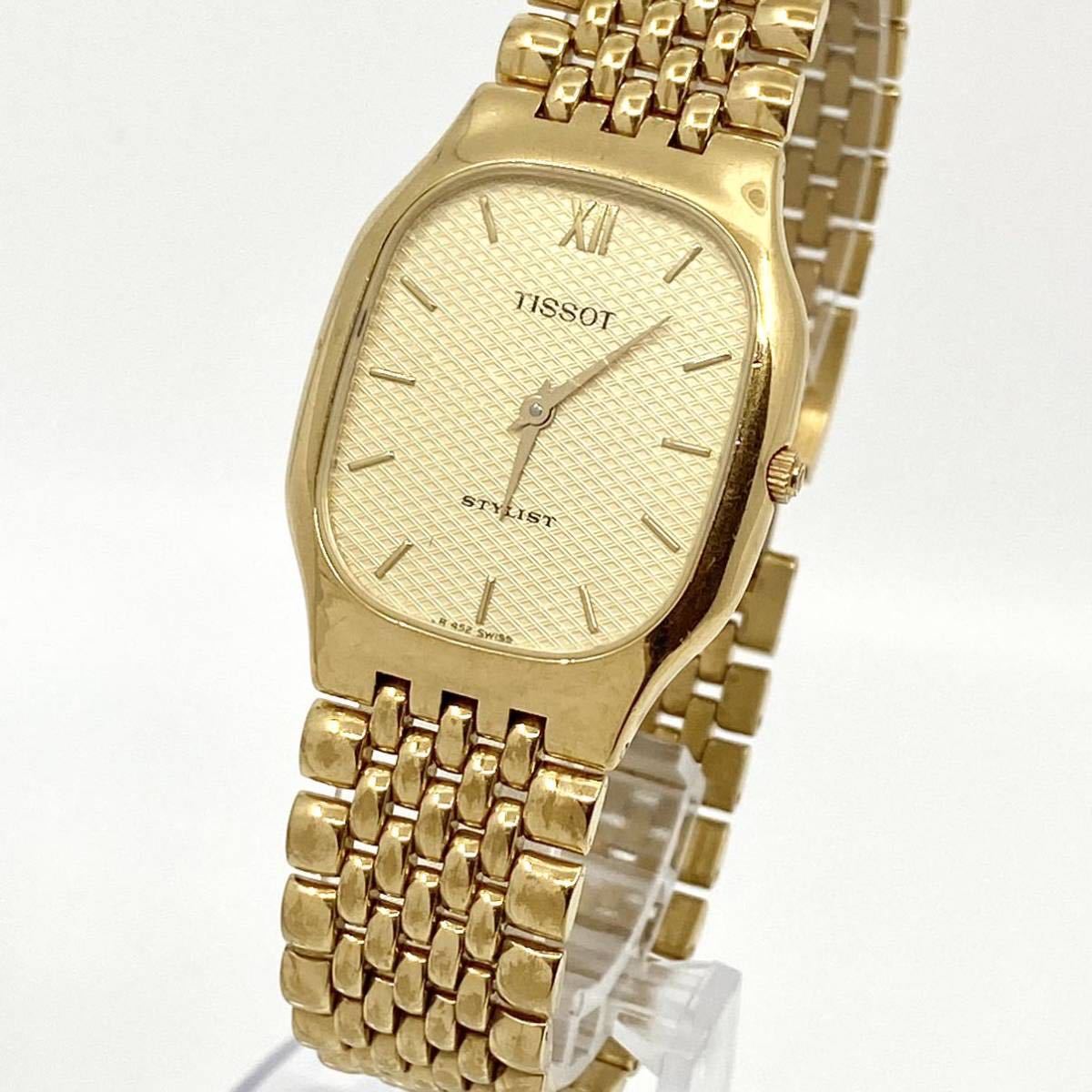 TISSOT STYLIST 腕時計 バーインデックス 2針 クォーツ quartz Swiss ゴールド 金 ティソ Y499_画像1